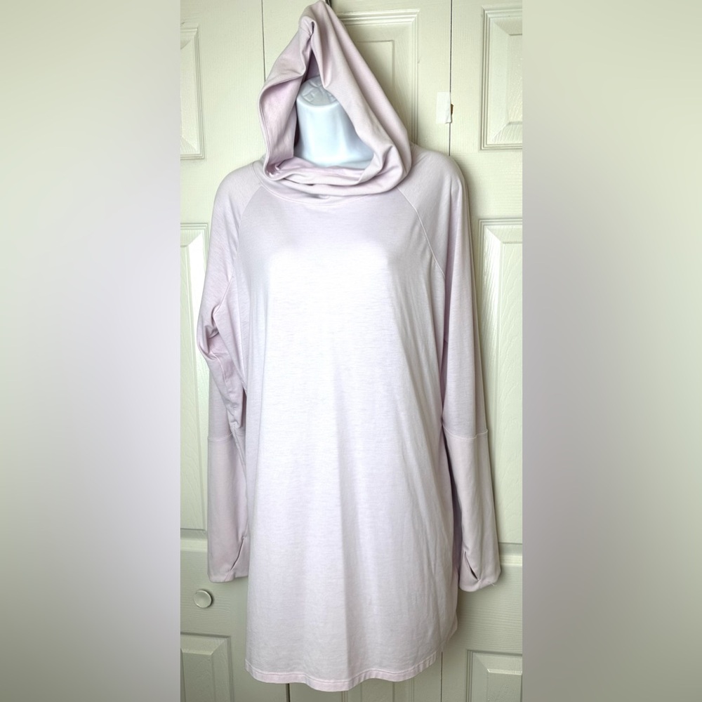 ATHLETA Essence Hooded Tunic Top Shirt Simply Lilac Pink UPF 50+ Cowl Neck Long - Picture 3 of 13